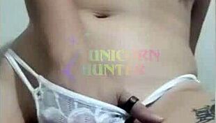 Hot Latina Amateur Shoves Black Dildo Deep in Her Tight Pussy on Bed