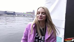 german scout chats up big saggy titted nurse naomi for casting pickup fuck