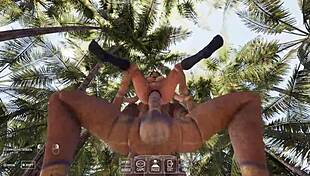 lara croft legs spread ancient statue fucks her tight pussy in hentai game creampie