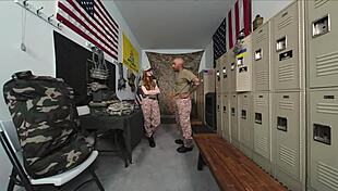 Army cosplay threesome with Scarlett Mae and Scarlet Skies pounding missionary