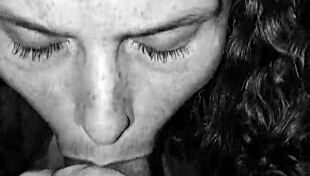 Rhonda deepthroats nuts closeup rimming till cum swallow