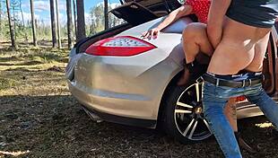 caught her bent over big tits fucked by daddy in forest 🌳🍑💦