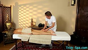 Brunette Babes Grind Tits in Steamy Hidden Massage Cam