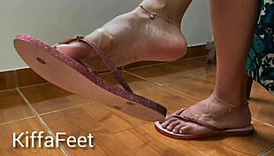 Goddess Kiffa Dangles Havaianas Flip Flops with French Nails Anklets Toe Rings