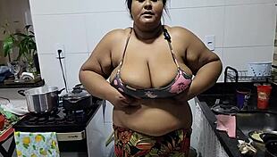 Chubby stepmom big tits sneaks from party for stepson kitchen pounding 🍑💦