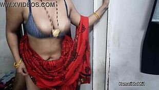 Desi bhabhi's juicy pussy hammered deep in tight saree folds