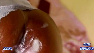 ebony couple's raw anal creampie floods panties aside