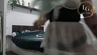 chubby maid lexie grants cosplay lingerie squeezes fat tits sexy