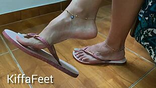 Goddess Kiffa Dangles Havaianas Flip Flops with French Nails Anklets Toe Rings