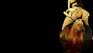 Two babes lick pussies ride cock in dark threesome vr asmr