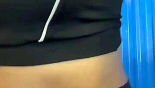 Big ass beauty masturbates pussy and gets creampied after intense cunnilingus in crowded bathroom