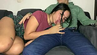 brunette colombian gets creampie pussy and cumshot mouth double load