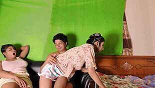 hey neighbors come join our amateur ffm threesome with anal creampie on skinny indian whore