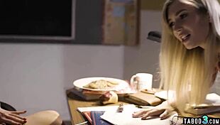 teacher tells stepmom spank that skinny teen stepdaughter's big natural tits hard for punishment