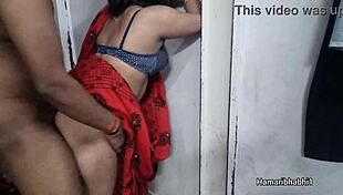 Desi bhabhi's juicy pussy hammered deep in tight saree folds