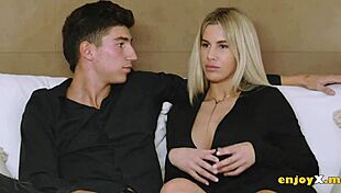 naughty housewife gives bj in kitchen then rides visitor gonzo style