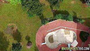 bizarre lesbians indulge in golden showers fingering outdoors in hd