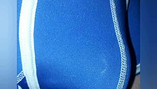 asian underwear strains over throbbing monster cock bulge close up