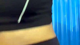 Big ass beauty masturbates pussy and gets creampied after intense cunnilingus in crowded bathroom