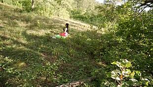 ever wonder what happens when you catch a yoga cutie in the woods and feed her cock?