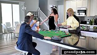 hey those three kinky old dudes fuckin this young busty teen after poker 😈🍑💦