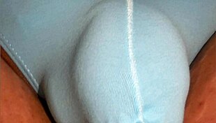 asian underwear strains over throbbing monster cock bulge close up