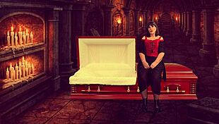 Babička Vampyra deepthroatuje čurák v upířím kostýmu, sání párty