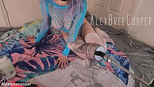 HEAD DOWN ASS UP as latina gapes on mr hankey's huge anal fisting toy