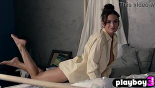 Imagine sipping first morning coffee while this sexy milf model undresses showing her beautiful small tits naked.