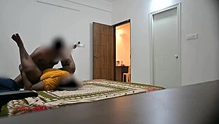 Indian couple fucks missionary hard in front of watching muslim maid jamila during cleaning