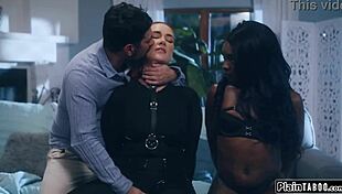 guy spots submissive wife and ebony bff in fetish gear