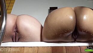 hot sisters get gangbanged bareback by friends in wild orgy shower