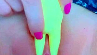 shaved pink latina pussy plays with her cute toy!