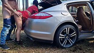 caught her bent over big tits fucked by daddy in forest 🌳🍑💦