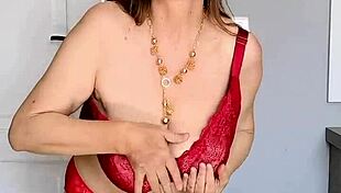 mature babe spreads shaved pussy wide for closeup fingering tease