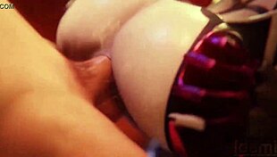 overwatch hentai, ela senta na pica branca e preta in 3d funk?