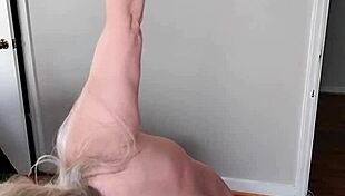 sexy bbw bends stretches naked in morning yoga fat tits ass jiggling wildly!