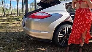 caught her bent over big tits fucked by daddy in forest 🌳🍑💦