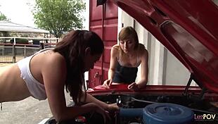 two lesbians start licking wet pussies then invite ebony and brunette for horny interracial foursome orgy