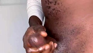 ninja man strokes his monster cock so hard before exploding that huge cum load everywhere