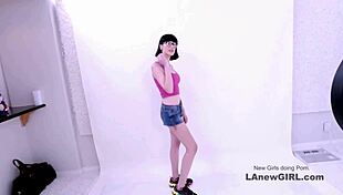 sultry brunette model fucked hard during casting on sofa