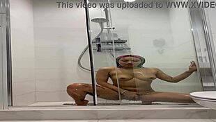 roxy fingers tight pussy desperately while naked in steamy shower