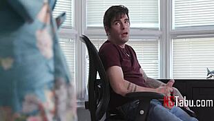 Weird my stepmom watches me stroke my cock?!