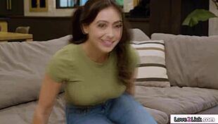 you sneak behind my back licking busty milf stepmom's ass in secret threesome