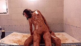 her chocolate body shakes in wild orgasm ride...