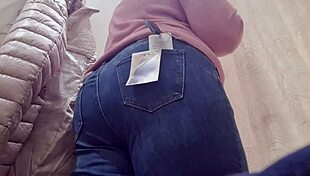 nicoletta's trying on those tiny jeans hugging her curvy hips and big ass so seductive 😏👖