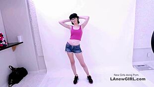 sultry brunette model fucked hard during casting on sofa