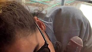 Lightskin Ebony Stepsis Sucks By Window, Boyfriend Watches Cum Facial Blast!