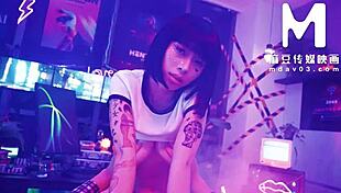 sexy tattooed asian cosplay babe yue ke lan rides hard 🔥👅