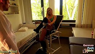 german blonde bends over for gynecologist's deep doggystyle pounding curvy ass
